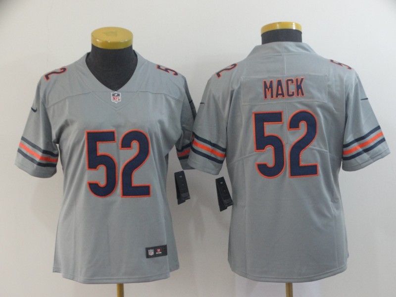 Women Chicago Bears #52 Mack Grey Nike Limited NFL Jerseys->women nfl jersey->Women Jersey